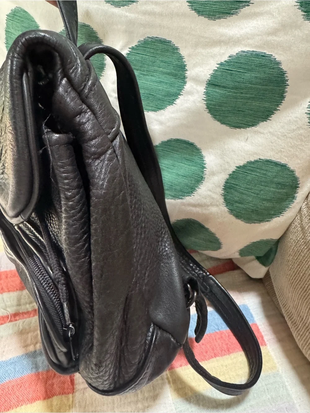 Vintage Domini Pelle Genuine Leather Mini Backpack Purse Black Made in Mexico